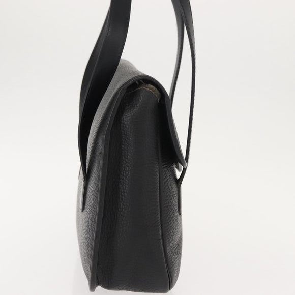 Christian Dior Hand Bag Leather Black Gold Auth ep11555