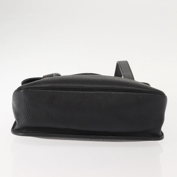 Christian Dior Hand Bag Leather Black Gold Auth ep11555