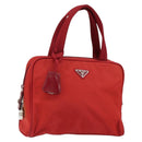PRADA Hand Bag Nylon Red Silver Auth ep11558-1