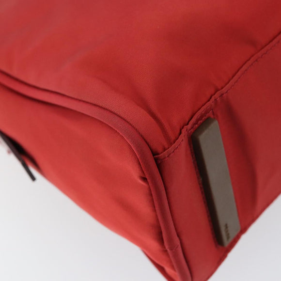 PRADA Handtasche Nylon Rot Silber Auth ep11558
