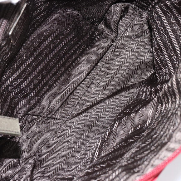 PRADA Handtasche Nylon Rot Silber Auth ep11558