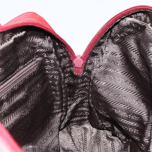 PRADA Hand Bag Nylon Red Silver Auth ep11558