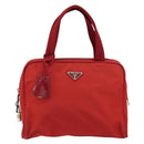 PRADA Hand Bag Nylon Red Silver Auth ep11558-2