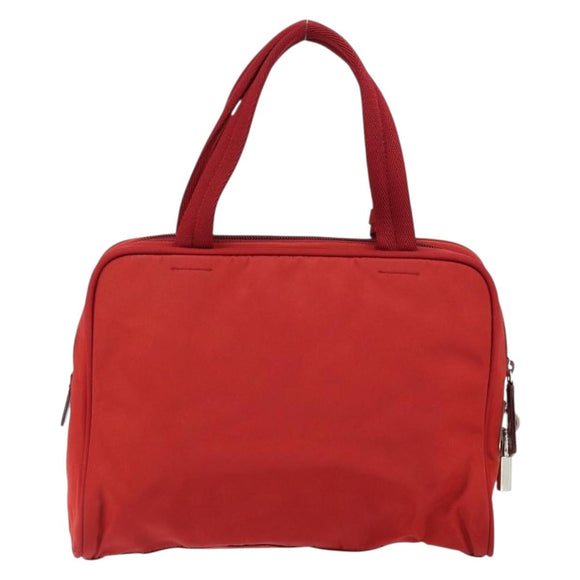 PRADA Handtasche Nylon Rot Silber Auth ep11558