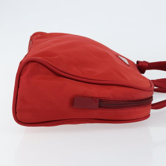 PRADA Handtasche Nylon Rot Silber Auth ep11558