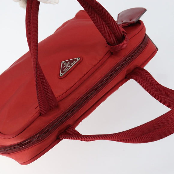 PRADA Hand Bag Nylon Red Silver Auth ep11558