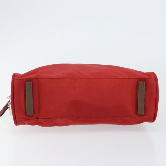 PRADA Handtasche Nylon Rot Silber Auth ep11558