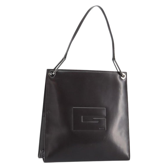 GUCCI Shoulder Bag Enamel Black Silver 001 1013 3037 Auth ep11560