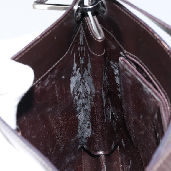 GUCCI Shoulder Bag Enamel Black Silver 001 1013 3037 Auth ep11560