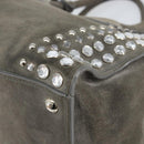 PRADA Studs Hand Bag Suede 2way Gray Silver Auth ep11562-12