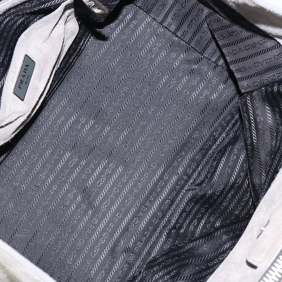 PRADA Studs Hand Bag Suede 2way Gray Silver Auth ep11562