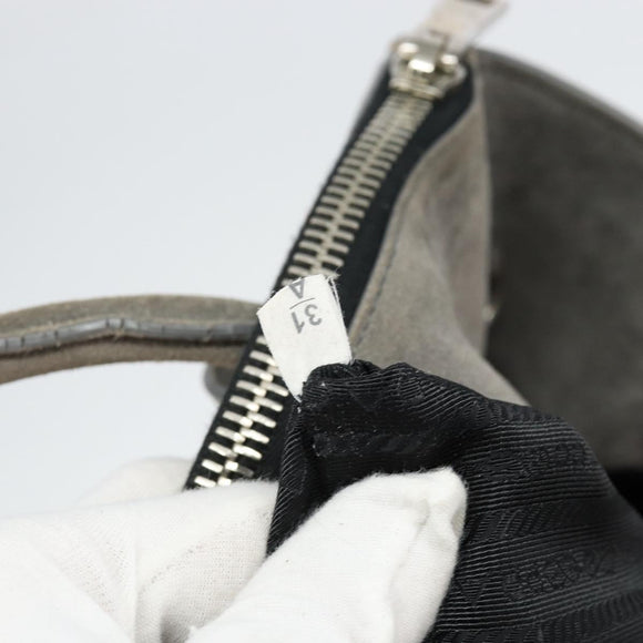 PRADA Studs Hand Bag Suede 2way Gray Silver Auth ep11562