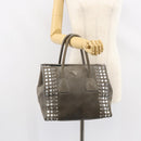 PRADA Studs Hand Bag Suede 2way Gray Silver Auth ep11562-28
