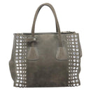 PRADA Studs Hand Bag Suede 2way Gray Silver Auth ep11562-3