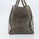 PRADA Studs Hand Bag Suede 2way Gray Silver Auth ep11562-4