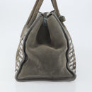 PRADA Studs Hand Bag Suede 2way Gray Silver Auth ep11562-5
