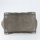PRADA Studs Hand Bag Suede 2way Gray Silver Auth ep11562-9