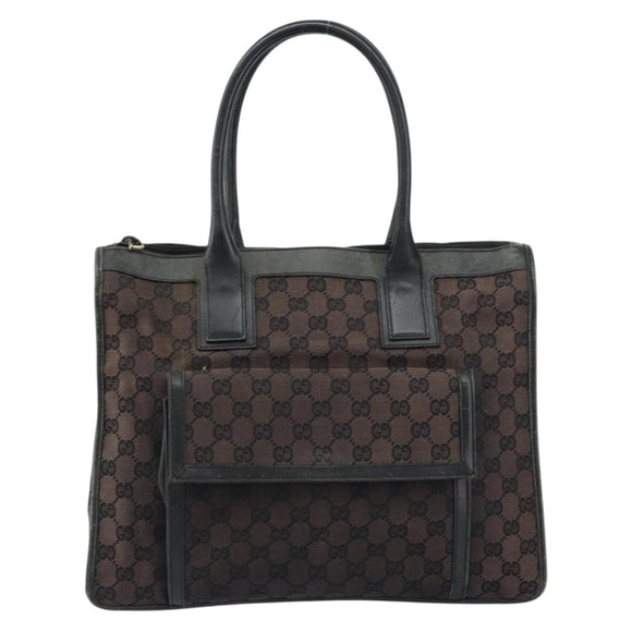 GUCCI GG Canvas Tote Bag Black Gold 000 0854 Auth ep11565