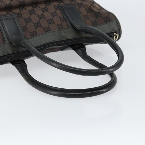 GUCCI GG Canvas Tote Bag Black Gold 000 0854 Auth ep11565