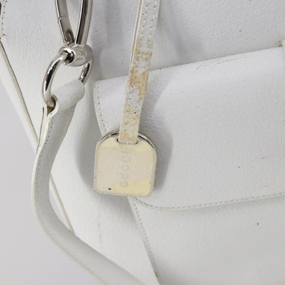 GUCCI Hand Bag Leather 2way White Silver 000 2058 0307 5 Auth ep11566