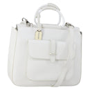 GUCCI Hand Bag Leather 2way White Silver 000 2058 0307 5 Auth ep11566-1