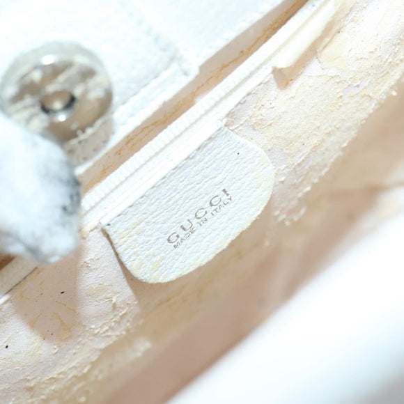 GUCCI Hand Bag Leather 2way White Silver 000 2058 0307 5 Auth ep11566