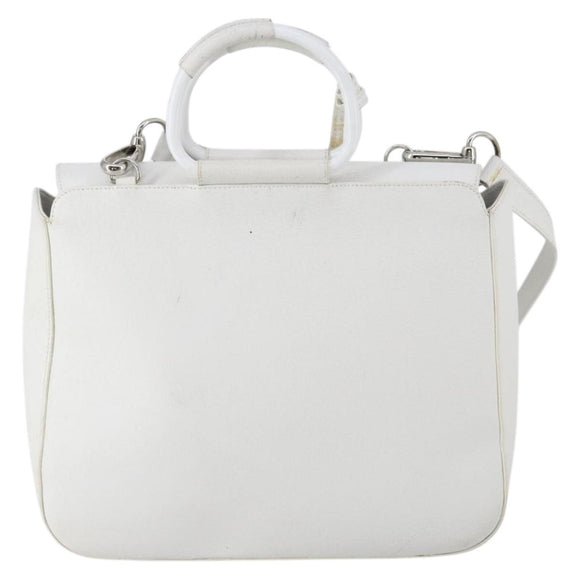 GUCCI Hand Bag Leather 2way White Silver 000 2058 0307 5 Auth ep11566