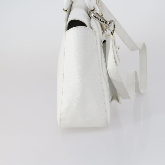 GUCCI Hand Bag Leather 2way White Silver 000 2058 0307 5 Auth ep11566