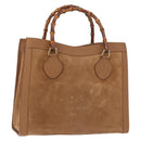 GUCCI Bamboo Hand Bag Suede Leather Beige Gold 002 123 0260 Auth ep11567-1