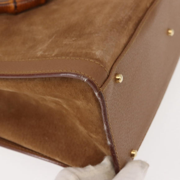 GUCCI Bamboo Hand Bag Suede Leather Beige Gold 002 123 0260 Auth ep11567