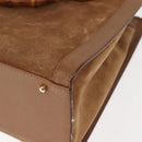 GUCCI Bamboo Hand Bag Suede Leather Beige Gold 002 123 0260 Auth ep11567-17