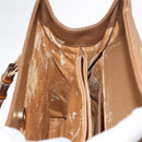 GUCCI Bamboo Hand Bag Suede Leather Beige Gold 002 123 0260 Auth ep11567-20