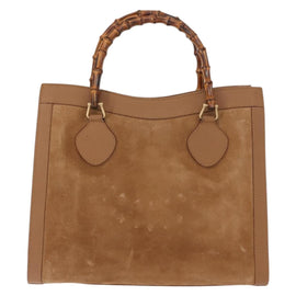 GUCCI Bamboo Hand Bag Suede Leather Beige Gold 002 123 0260 Auth ep11567 - 0