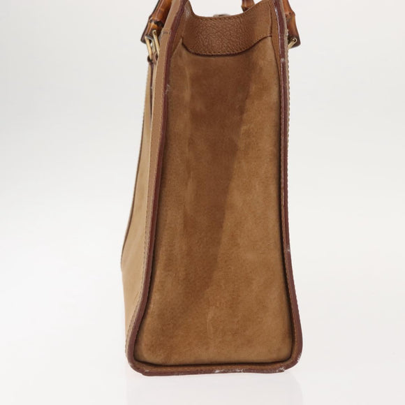 GUCCI Bamboo Hand Bag Suede Leather Beige Gold 002 123 0260 Auth ep11567