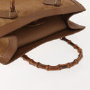 GUCCI Bamboo Hand Bag Suede Leather Beige Gold 002 123 0260 Auth ep11567-6