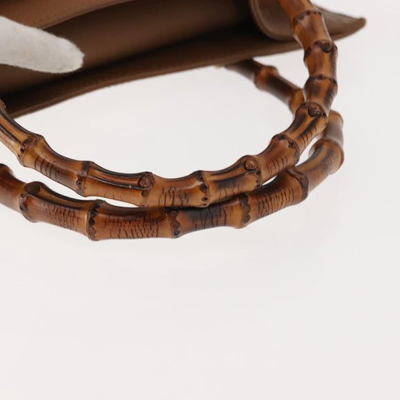 GUCCI Bamboo Hand Bag Suede Leather Beige Gold 002 123 0260 Auth ep11567