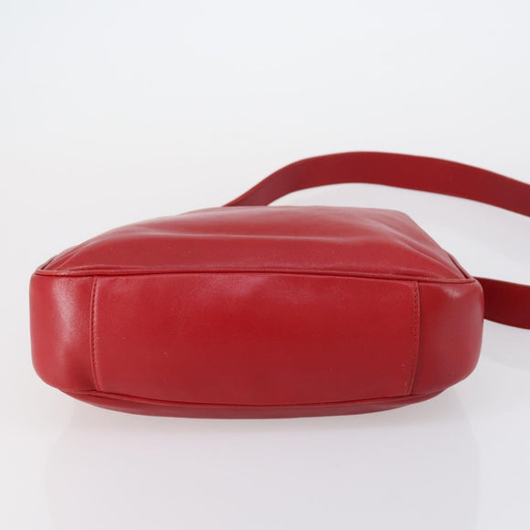 GUCCI Bamboo Hand Bag Leather 2way Red Gold Auth ep11568