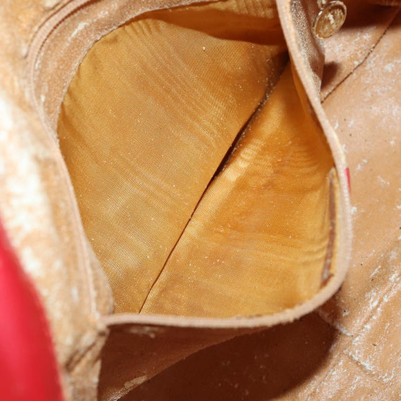 GUCCI Bamboo Hand Bag Leather 2way Red Gold Auth ep11568