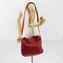 GUCCI Bamboo Hand Bag Leather 2way Red Gold Auth ep11568-23