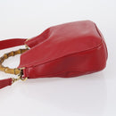 GUCCI Bamboo Hand Bag Leather 2way Red Gold Auth ep11568-4