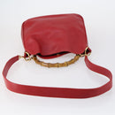 GUCCI Bamboo Hand Bag Leather 2way Red Gold Auth ep11568-7