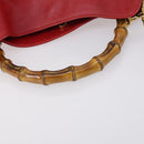 GUCCI Bamboo Hand Bag Leather 2way Red Gold Auth ep11568-8