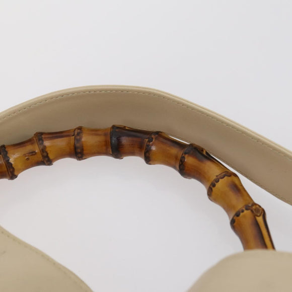 GUCCI Bamboo Hand Bag Leather 2way Beige Gold 001 2113 1577 Auth ep11569