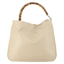 GUCCI Bamboo Hand Bag Leather 2way Beige Gold 001 2113 1577 Auth ep11569-13