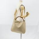 GUCCI Bamboo Hand Bag Leather 2way Beige Gold 001 2113 1577 Auth ep11569-23