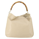 GUCCI Bamboo Hand Bag Leather 2way Beige Gold 001 2113 1577 Auth ep11569-2