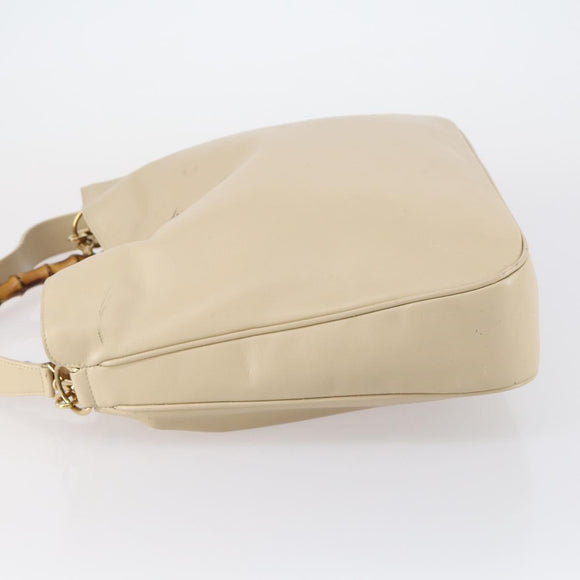 GUCCI Bamboo Hand Bag Leather 2way Beige Gold 001 2113 1577 Auth ep11569
