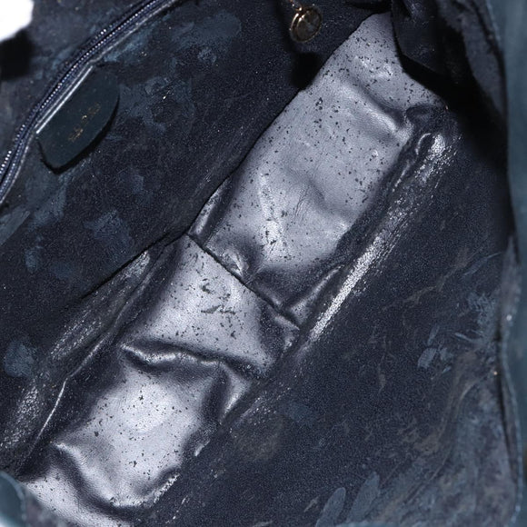 GUCCI Bamboo Hand Bag Leather 2way Navy Gold 001 1705 1638 Auth ep11570