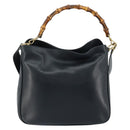 GUCCI Bamboo Hand Bag Leather 2way Navy Gold 001 1705 1638 Auth ep11570-13