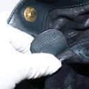 GUCCI Bamboo Hand Bag Leather 2way Navy Gold 001 1705 1638 Auth ep11570-12